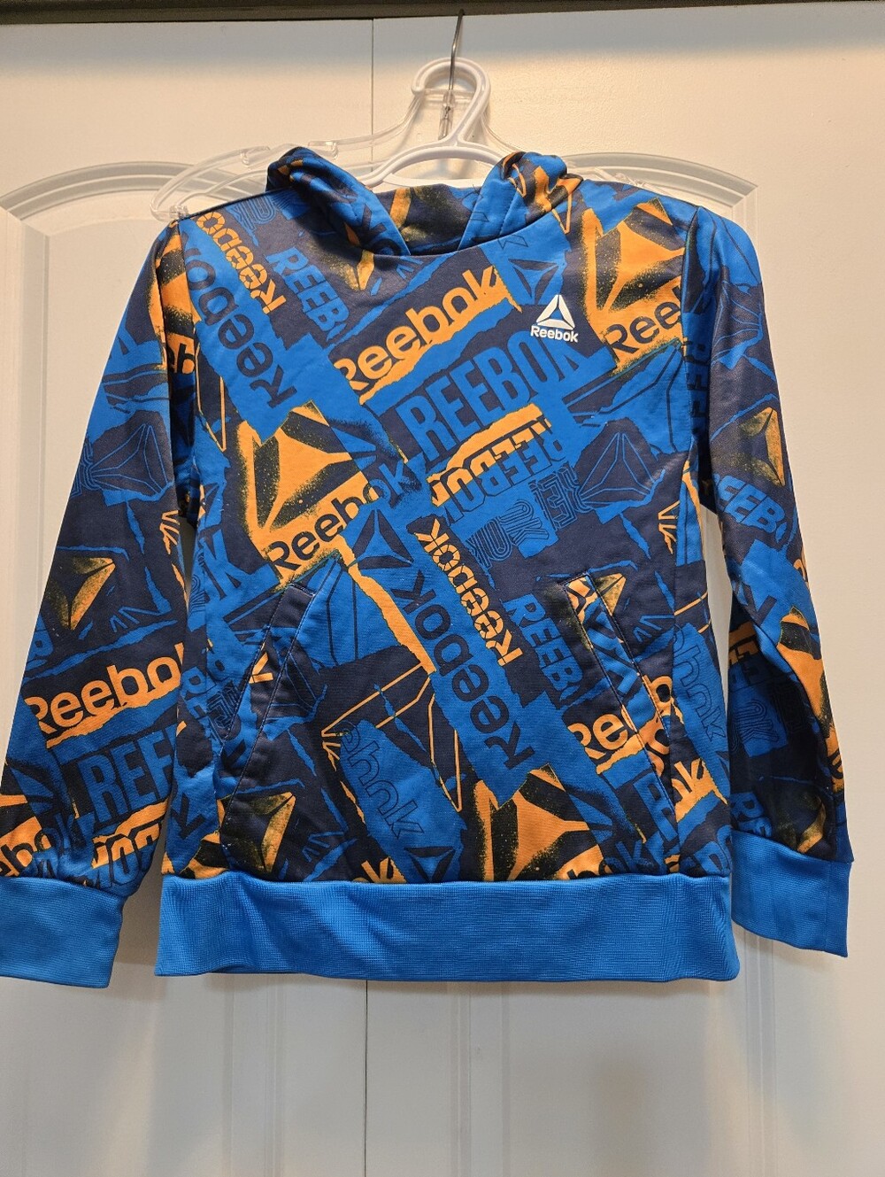 Reebok Blue & Orange Graphic Pullover Hoodie - Kids